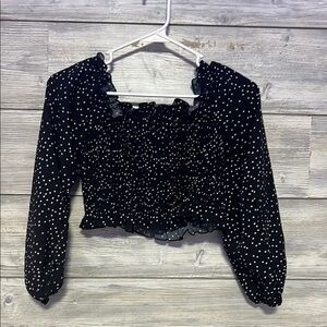 Black Polka Dot Women's Top